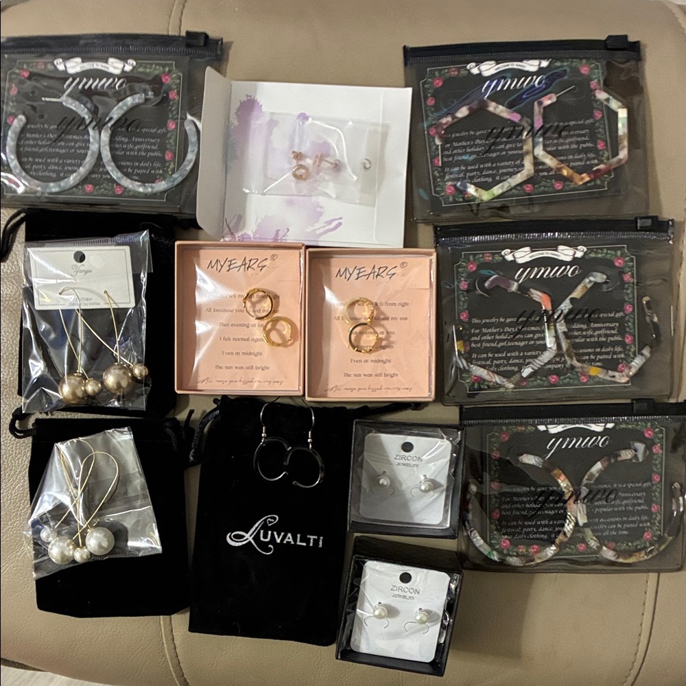 Gold and Silver Hoop Earrings Sets-all 12 pairs with backs!